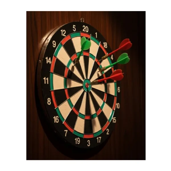 Mey İthalat Kaliteli Ahşap 15 İnç Dart Tahtası Kolay Montajlı 4 Ok