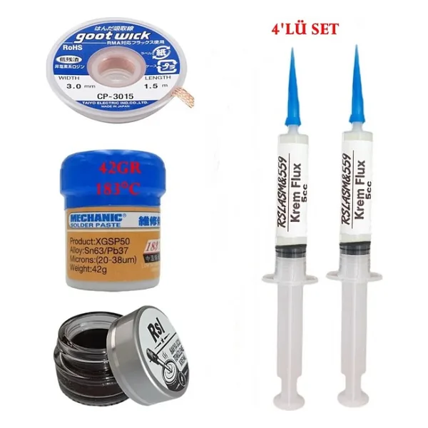 MHM Mechanic Krem Lehim 183°C 42GR Havya Uc Temizleyici Flux Lehim Toplama CP-3015 Lehim Emme Teli SETI04