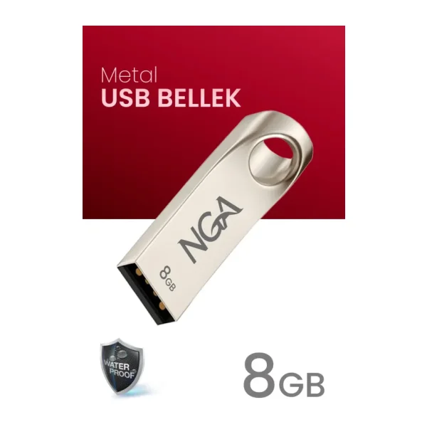 NGA 8 GB Usb Bellek Metal Gövde Güvenli USB Memory - Flash Drive
