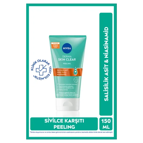 Nıvea Derma Skin Clear Sivilce Karşıtı Yüz Temizleyici Peeling 150Ml, Arındırıcı, Salisilik Asit