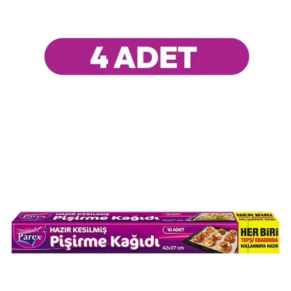 Parex Hazır Kesilmiş Pişirme Kağıdı 10'lu 42 x 37 Cm 4 Paket