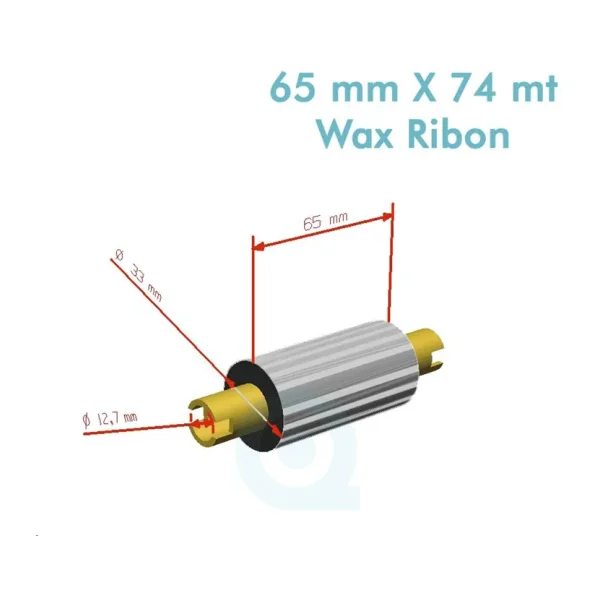 'Ribbon'' WX10FBK (Standart Wax) xx65mm x 74mxx 1/2 inç Orta Sarım