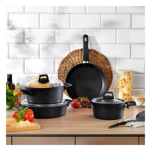 Schafer Black Stone 7 Parça Tencere Seti
