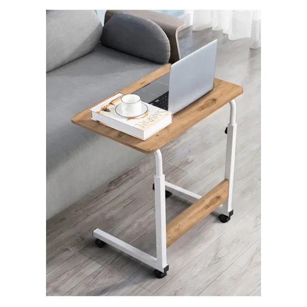 servetavcı Yükseklik Ayarlı Laptop Sehpası - Atlantik Çam Beyaz (TEKERLİ) 60x40 Oval Kenar