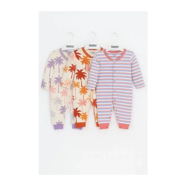 Toontoy Unisex Çok Desenli 3 Lü Paçalı Tulum