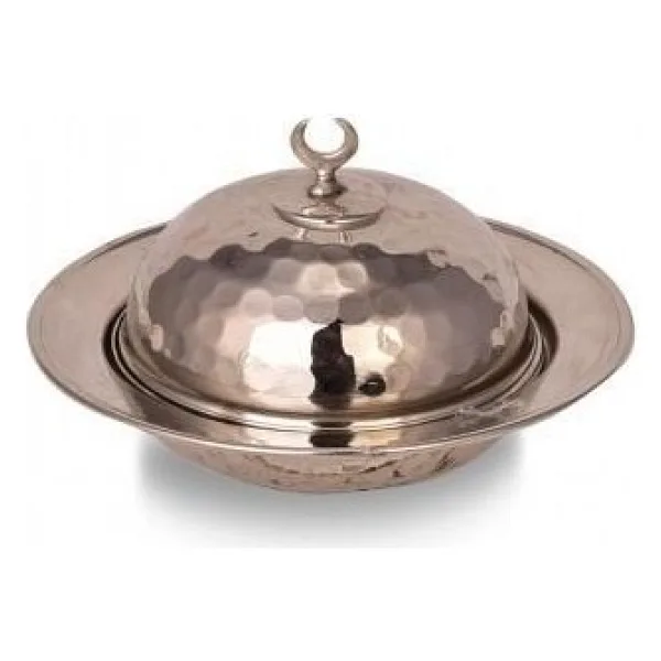 TURNA BAKIR SAKA YUVARLAK LOKUMLUK 11 CM EL DÖVME NİKEL TURNA5809-2