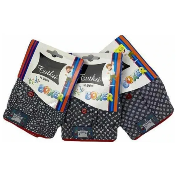 Tutku Erkek Çocuk 12'Li Paket Havlu Bel Boxer Karışık Renkler - 12 Adet