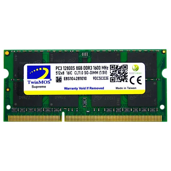 TWINMOS 8GB 1600MHz DDR3 1.5v MDD38GB1600N NOTEBOOK RAM