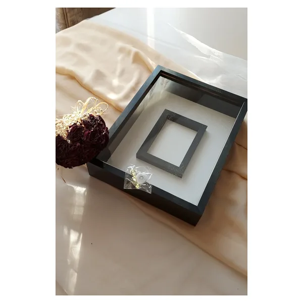 Verda Çerçeve 30x40 Cm Ledli Siyah Fotoğraf Bölümlü Tasarım Gül Kutusu Anı Çerçevesi! Isimsiz