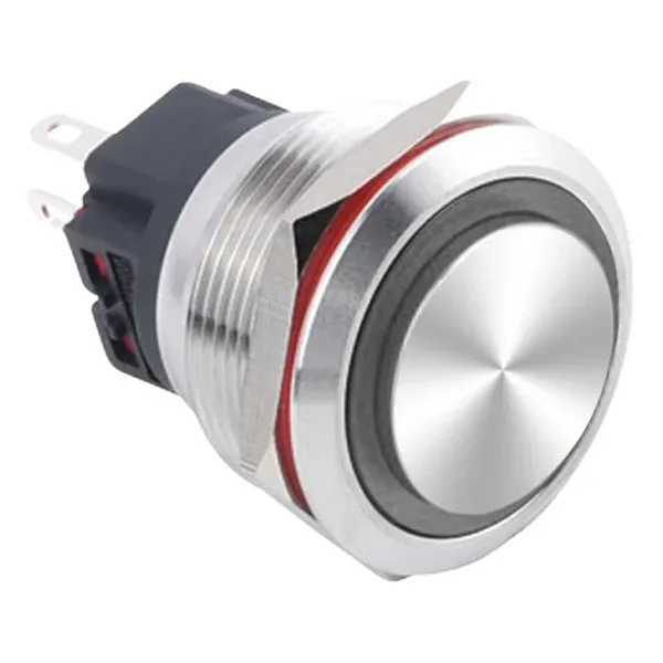 WD25B-G1-E 25mm Çıkık Yaylı Işıklı Metal Buton - Beyaz