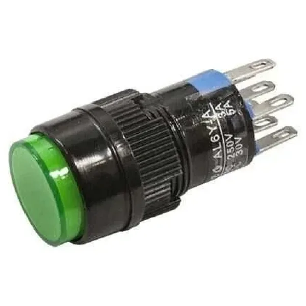 AL6Y-A 16mm 5V Yeşil Anahtarlı Buton