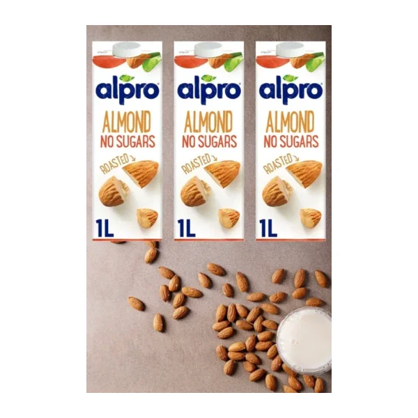 Alpro Şekersiz Badem Sütü 1 lt 3'lü
