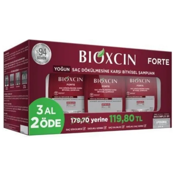 Bioxcin Forte Şampuan 3'lü Set 2'li Serum Hediyeli Forte Şampuan 300 ml - 3 Al 2 Öde - 1