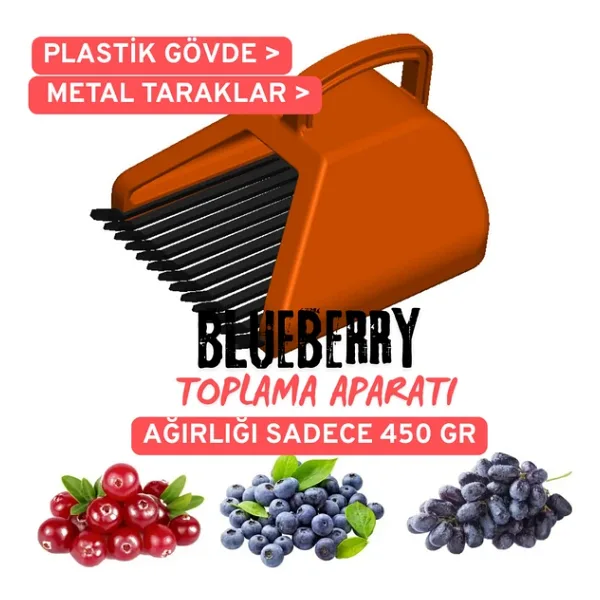 Blue Berry , Aronya , Kuşburnu Ve Meyve Toplama Tarağı Plastik Bsr Garden Turuncu