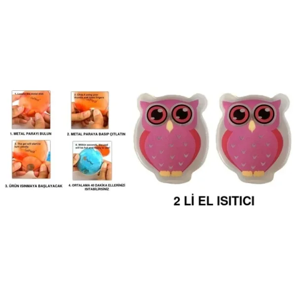 Bosphorus PEMBE BAYKUŞ CEP SOBASI,EL ISITICI,2 ADET SICAK SU TORBASI PVC 9cm