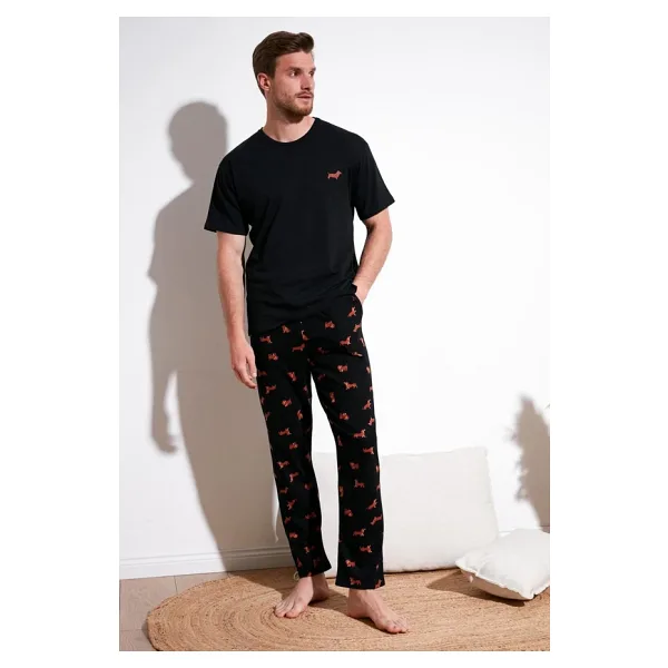 Buratti Pamuklu Regular Fit Kısa Kollu Erkek Pijama Takımı 6572012 SİYAH