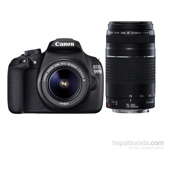 Canon EOS 1200D + 18-55mm + 75-300mm Lens DSLR Fotoğraf Makinesi