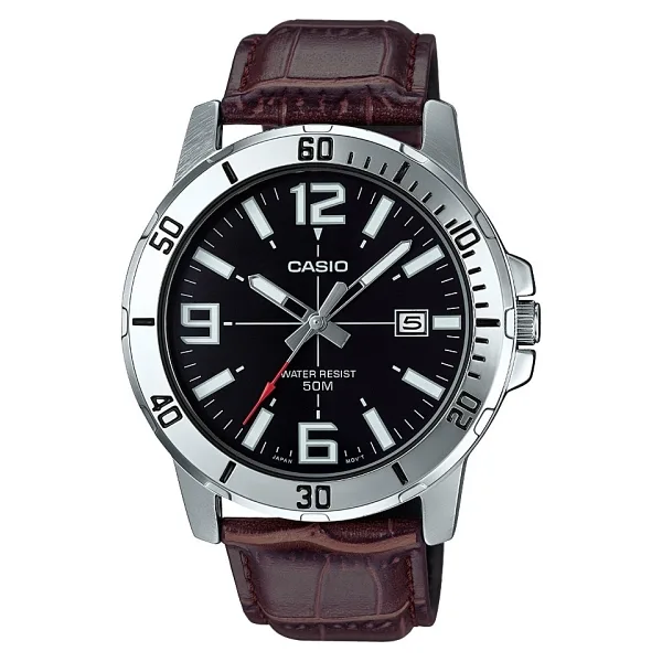 Casio MTP-VD01L-1BVUDF Deri Kordon Kahverengi-Siyah Erkek Kol Saati
