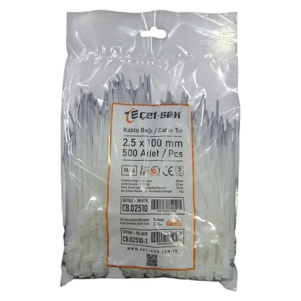 Çetsan 2,5x100 Kablo Bağı 250 adet Beyaz
