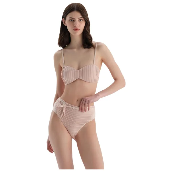 Dagi Kadın Yüksek Bel Bikini Alt, Örme, Ekru, 40