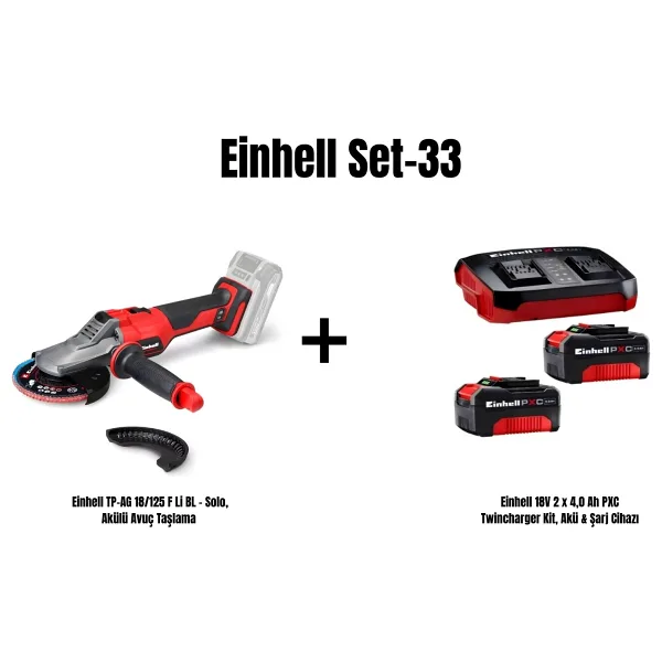 Einhell TP-AG 18/125 F Li BL Çift Akülü 4 Ah Taşlama Makinesi