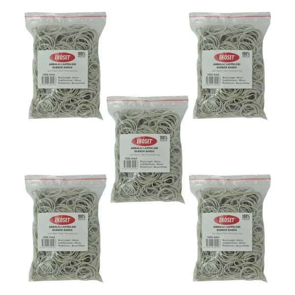 Ekoset 40Mm Beyaz Kauçuk Paket Ambalaj Lastiği 5.000 Adet