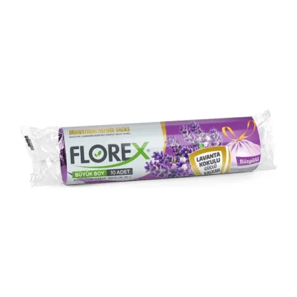 Florex Lavanta Kokulu Büzgülü Büyük Boy Çöp Poşeti 10'lu