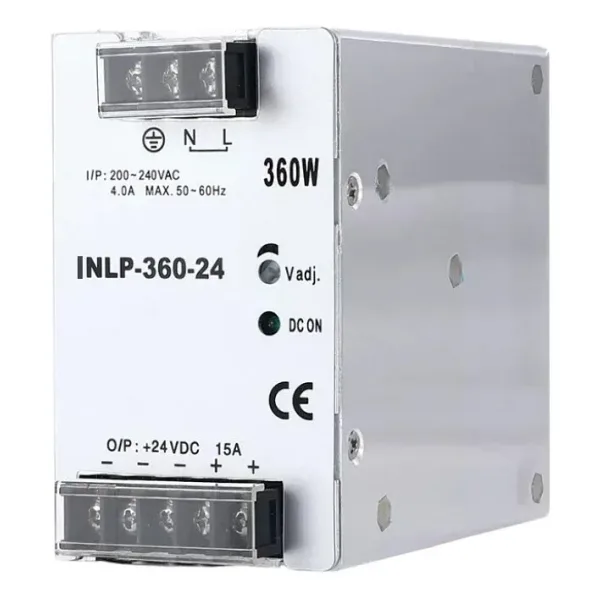 INLP-360-24 - 360W 24VDC 15A Raya Montajlı Güç Kaynağı