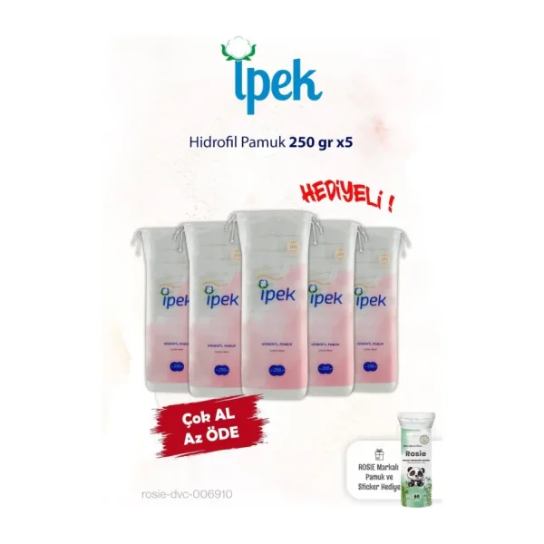İpek 5'Li Hidrofil Pamuk 250 Gr. Ve Rosie