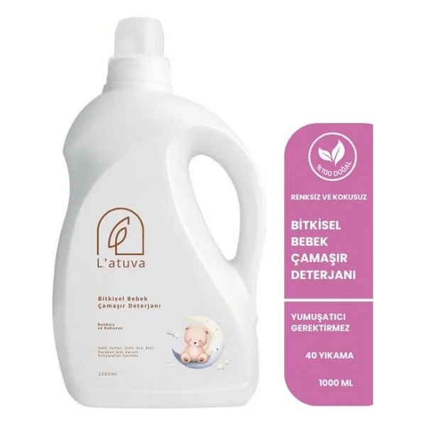 L'atuva %100 Doğal Bebek Çamaşır Deterjanı Kendinden Yumuşatıcılı 1000 ml Organik Hipoalerjenik