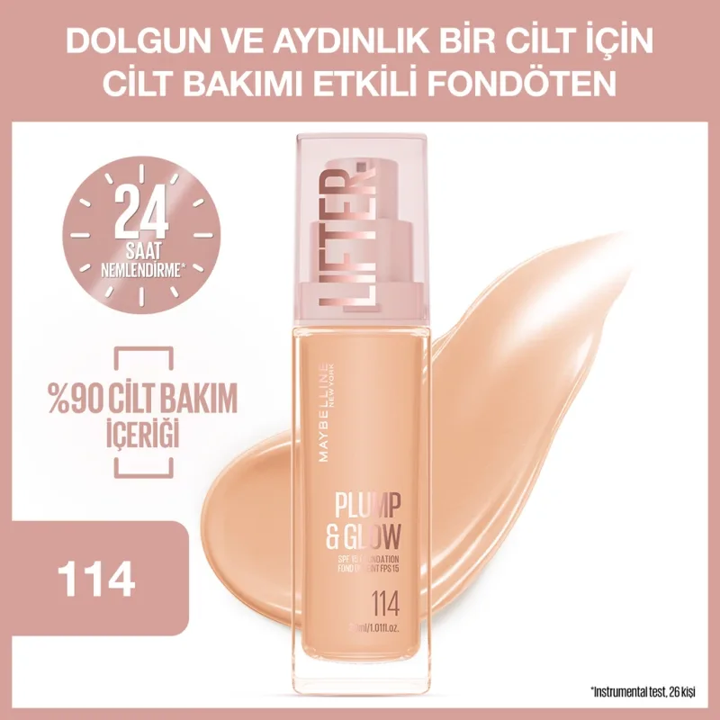 Maybelline New York Lifter Plump & Glow SPF 15 30 ml Krem Fondöten