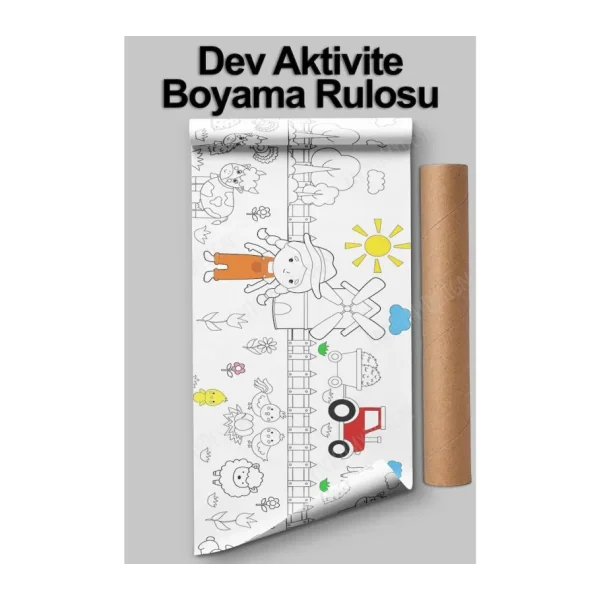 melolisa Çiftlik Yaşamı Dev Boyama Kağıdı 2.5 Metre Tatil Aktivite Rulosu - Çocuk Eğitici Boya Rulo Kağıt