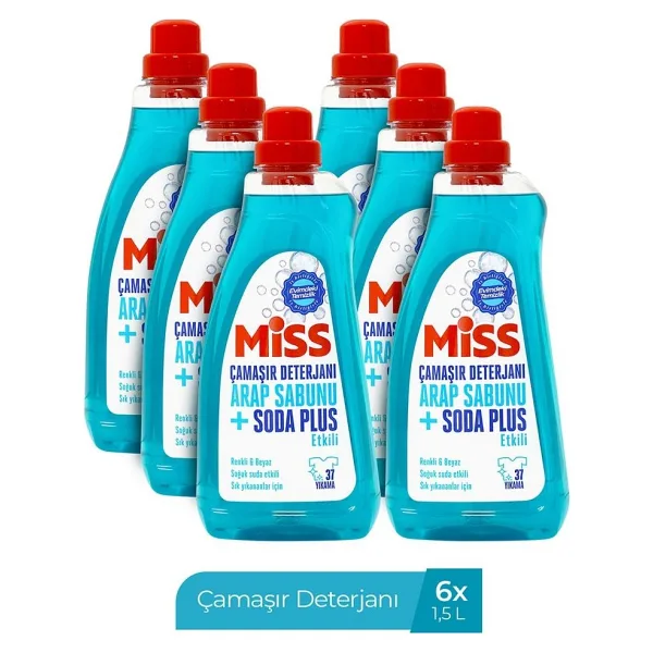 Miss Miss Sıvı Çamaşır Deterjanı Arap Sabunu & Soda Plus 6'lı Paket 6x1.5 L 1500 ML
