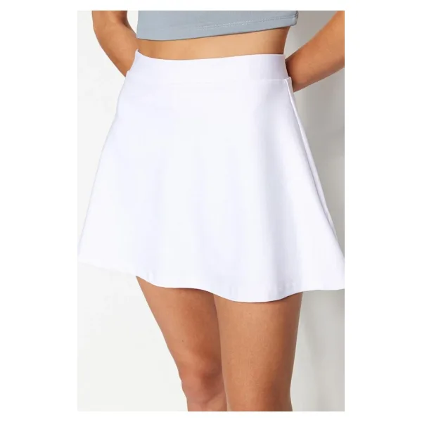 Moda Örme Yüksek Bel Geniş Paça Sportswear Antrasit 2 Katmanlı Içi Şortlu Tenis Spor Şort Etek