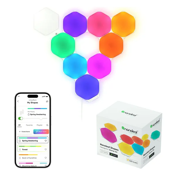 Nanoleaf Altıgen 9 Parça Akıllı Rgbw App Kontrollü Duvar Paneli - Beyaz