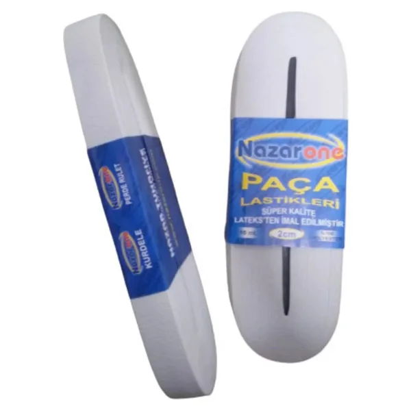 Nazarone Yassı Lastik Bel Paça Lastiği Beyaz 2 cm Eninde 10 mt