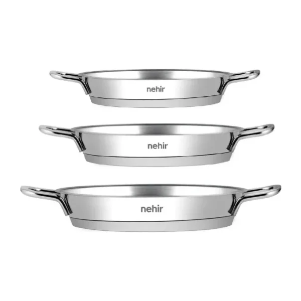 Nehir Silver 16-18-20 cm 3'lü Çelik Yumurta Sahan Seti