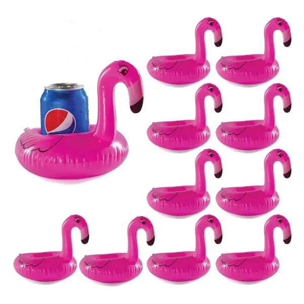 Nettenevime 10 lu Set Pembe Flamingo Şişme Bardak Simidi İçecek Tutacağı