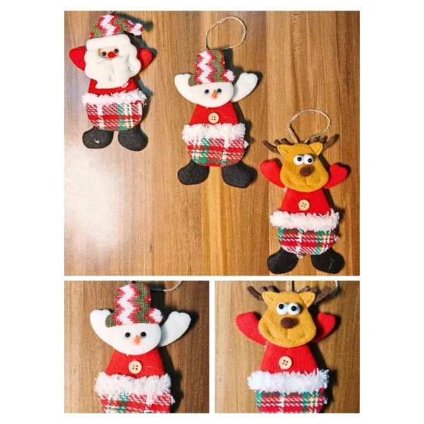 Peluş Aksesuar Çam Ağacı Süsü 3 Adet Tekstil Örme Orta Boy 17 x 11 CM Yılbaşı Çam Ağacı Süsü Peluş