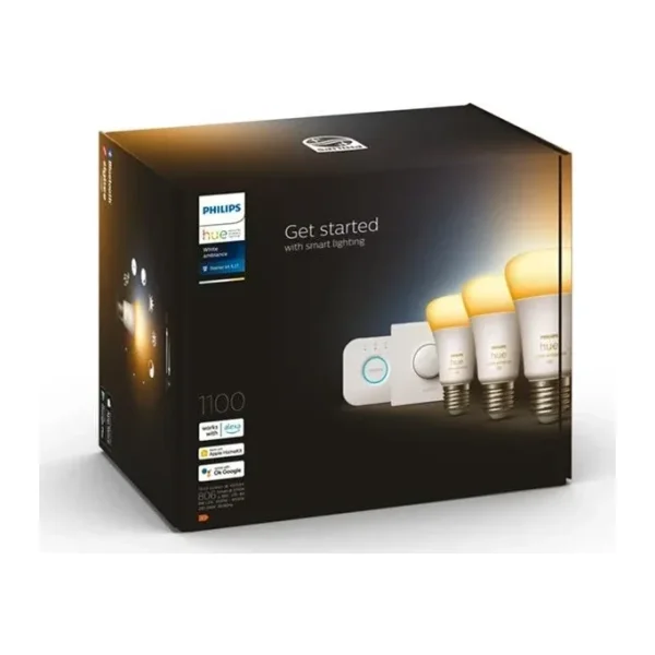 Philips Hue 1100 75 W E27 3'lü Akıllı LED Ampul + Dimmer Anahtar + Bridge Başlangıç Seti