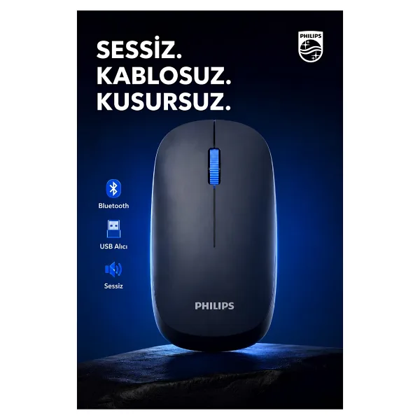 Philips SPK7438 Lacivert Optik Kablosuz Mouse