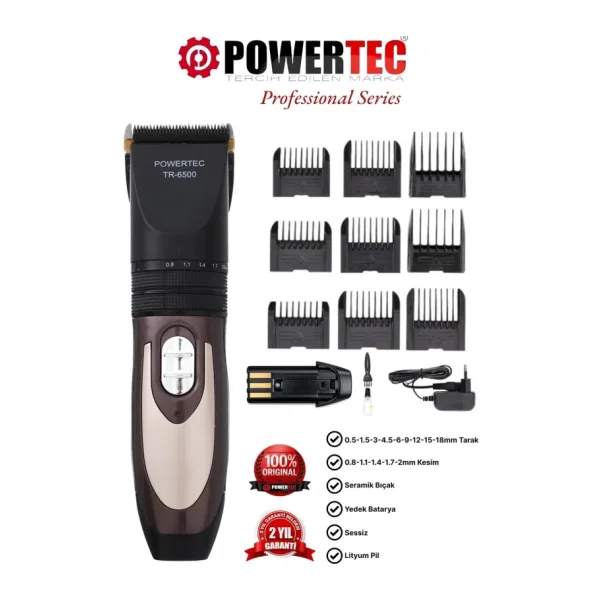 Powertec TR-6500 Çift Bataryalı Saç Kesme Makinesi
