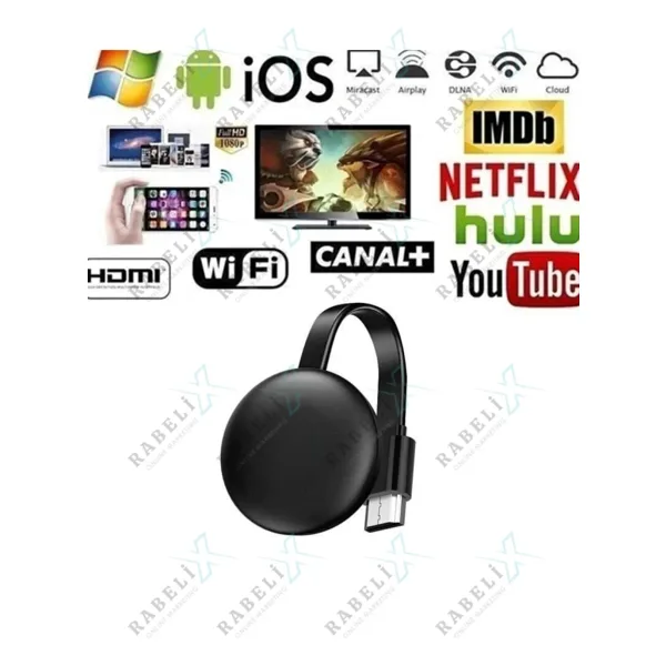 Rabelix Online Marketing 4K HDMI WiFi Dongle-Kablosuz Ses Ekran Yansıtıcı Her TV ve iOS & Android Uyumlu