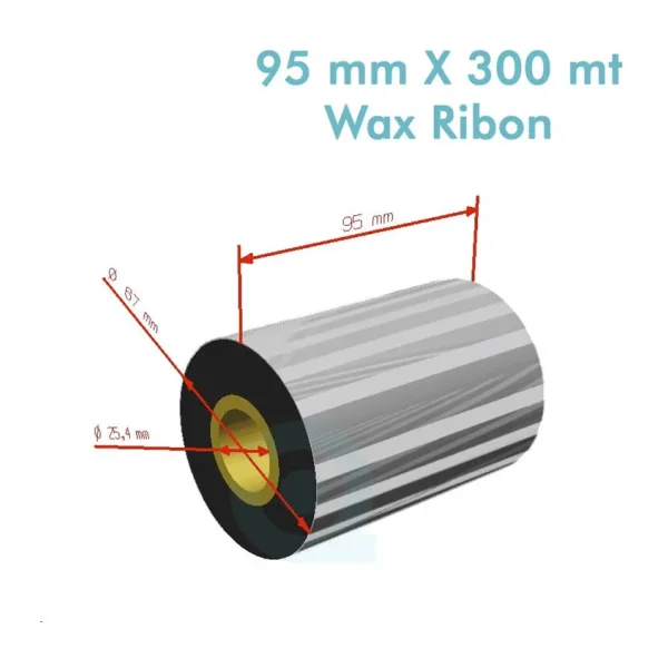 'Ribbon'' WX10FBK (Standart Wax) xx95mm x 300mxx 1 inç Outside
