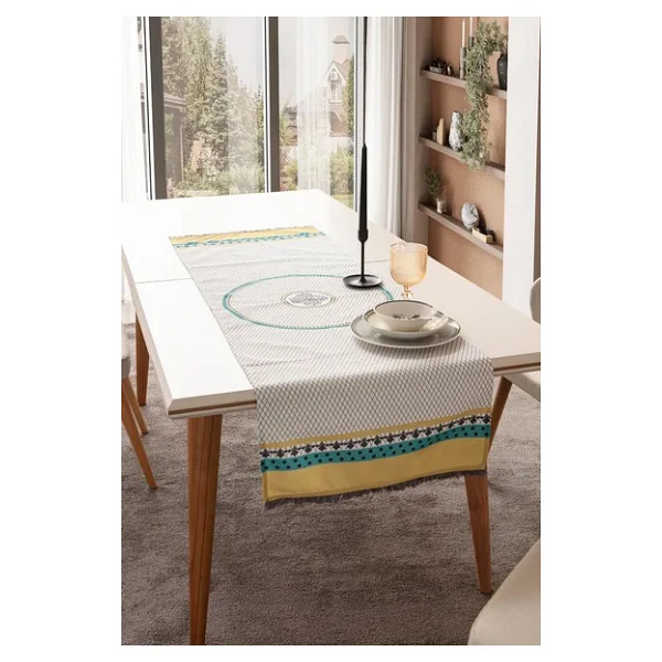 Safran Luxe, Duck Keten Runner, Premium Seri Kaymaz Runner 45X140