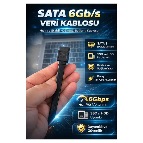 SepetteX SATA 3 6Gb/s Veri Kablosu 42 cm - SSD & HDD Uyumlu Hızlı Data Kablosu