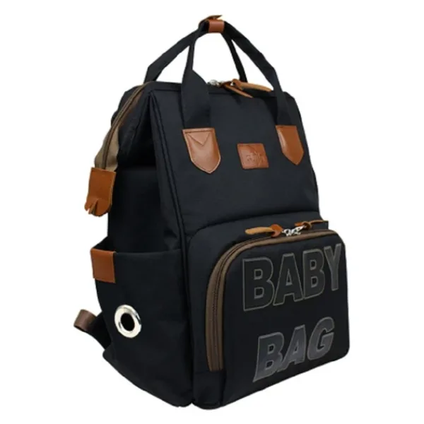 Stylo Monaco Baby Bag Baskılı Siyah Anne Bebek Bakım Sırt Çantası