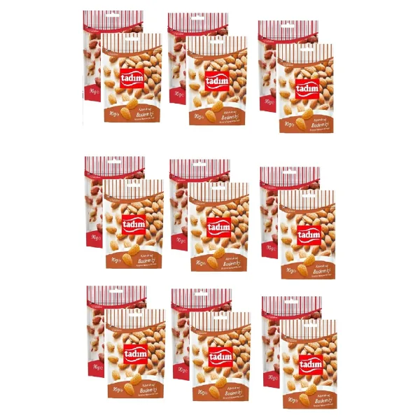 Tadım Kavrulmuş Tuzlu Yer Fıstığı 90 gr x 9 Adet Tadım Kavrulmuş Badem Içi 90 gr x 9 Adet