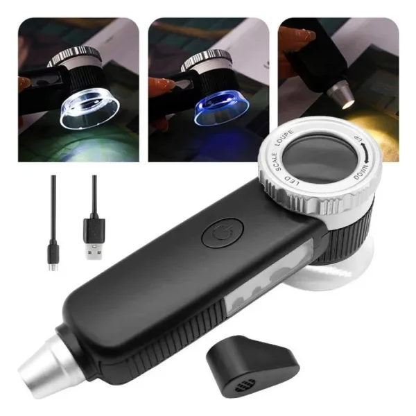 Texta TH-8019 30X Ayarlanabilir Çoklu Işıklı USB Şarjlı El Büyüteci