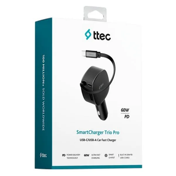 Ttec SmartCharger Trio 2CKP07S 60 W Type-C Kablolu Hızlı Araç Şarj Aleti